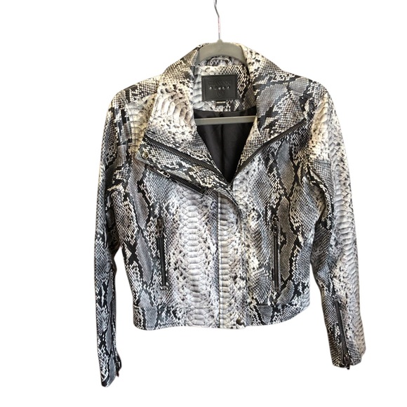 Blank NYC Black and White Snake Print Faux Leather Jacket - Picture 3 of 11
